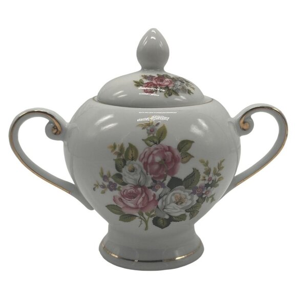 VTG Old Foley HARMONY ROSE Cream & Sugar Set Floral Design Gold Trim Bone China - Picture 8 of 12